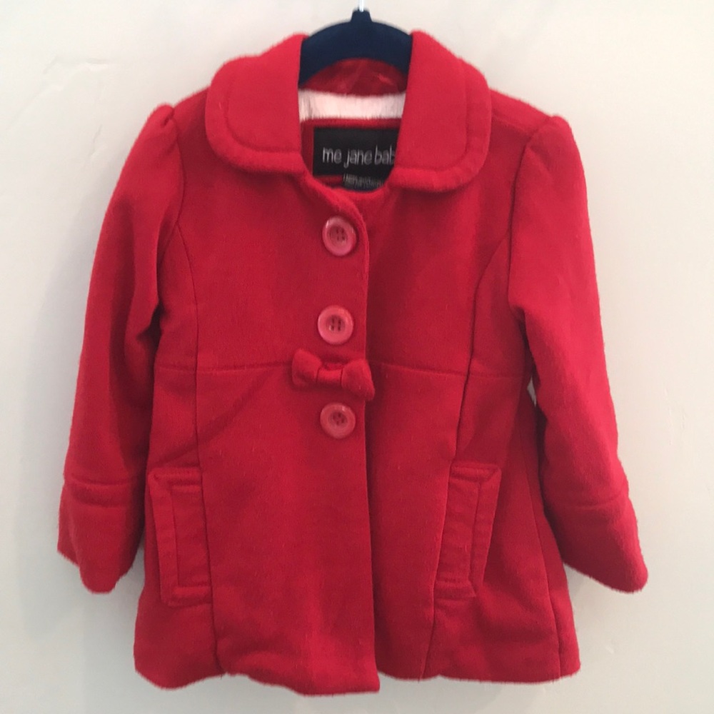 Adorable red heart button little girl pea coat